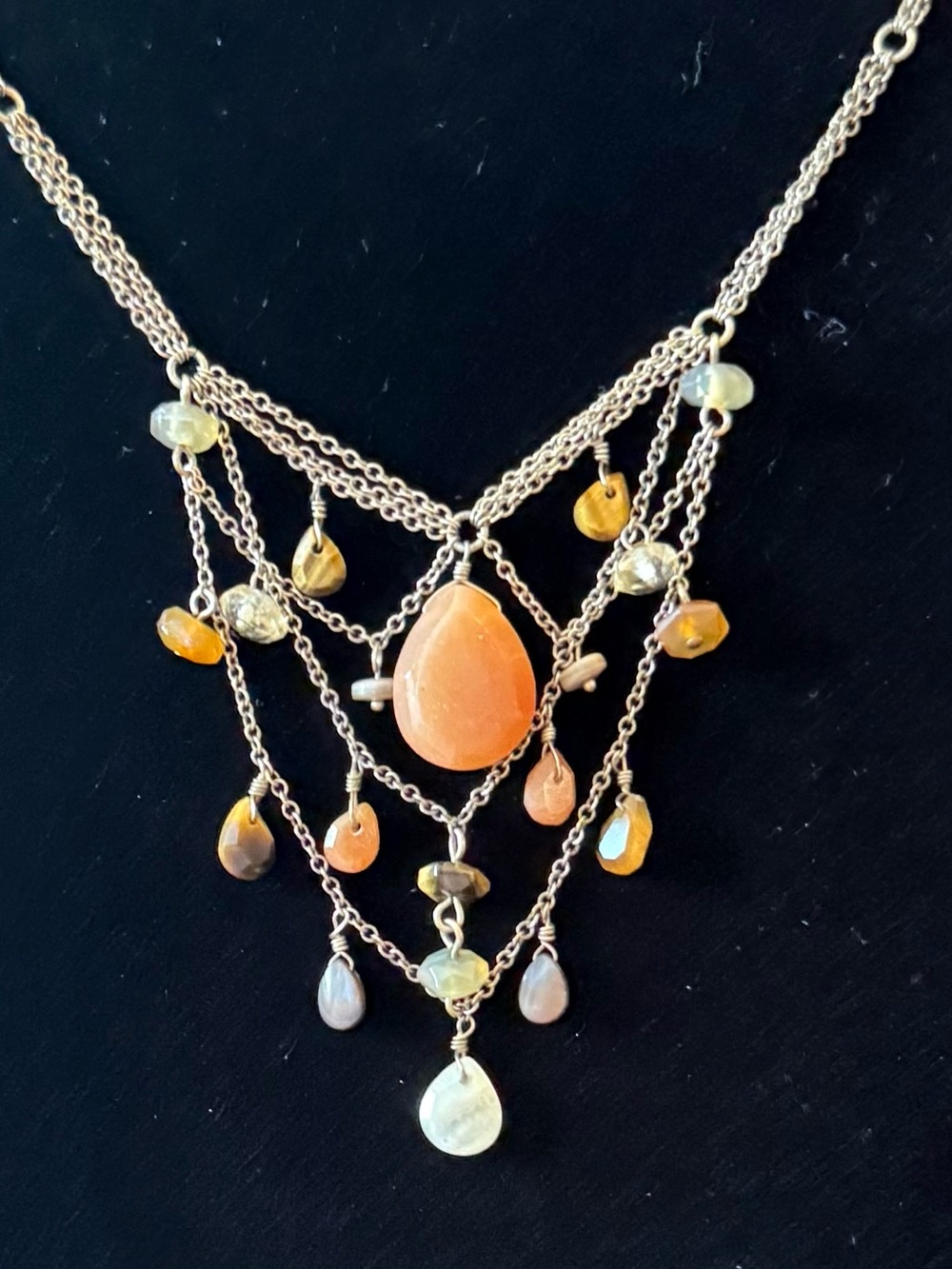 Kenneth Cole Orange Teardrop Multi-Strand Beaded Necklace